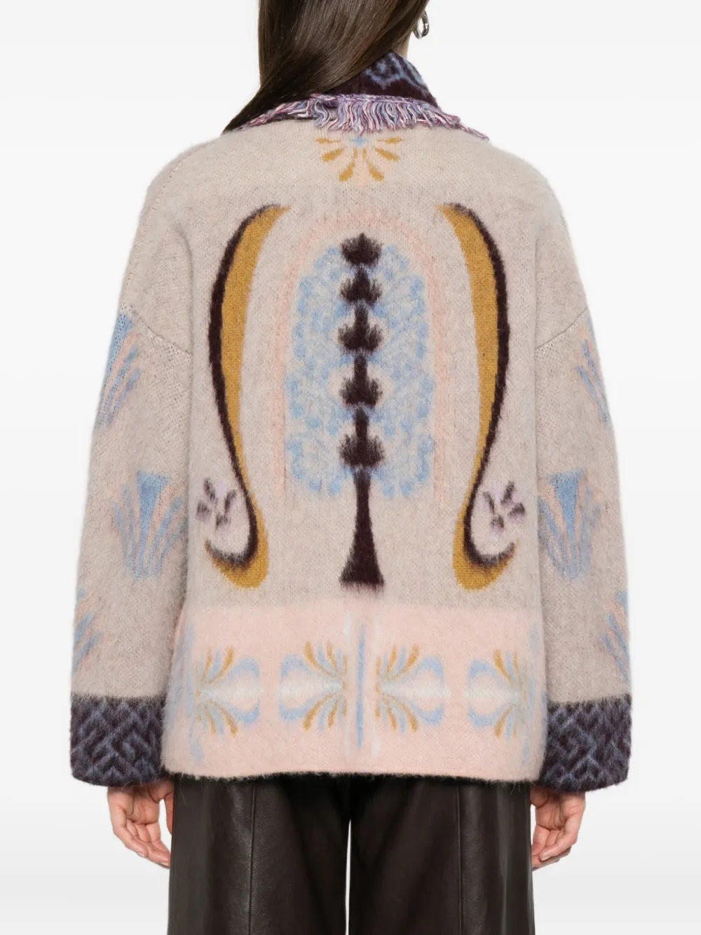 Forte Forte Fringed Patterned Cardigan In Neutral
