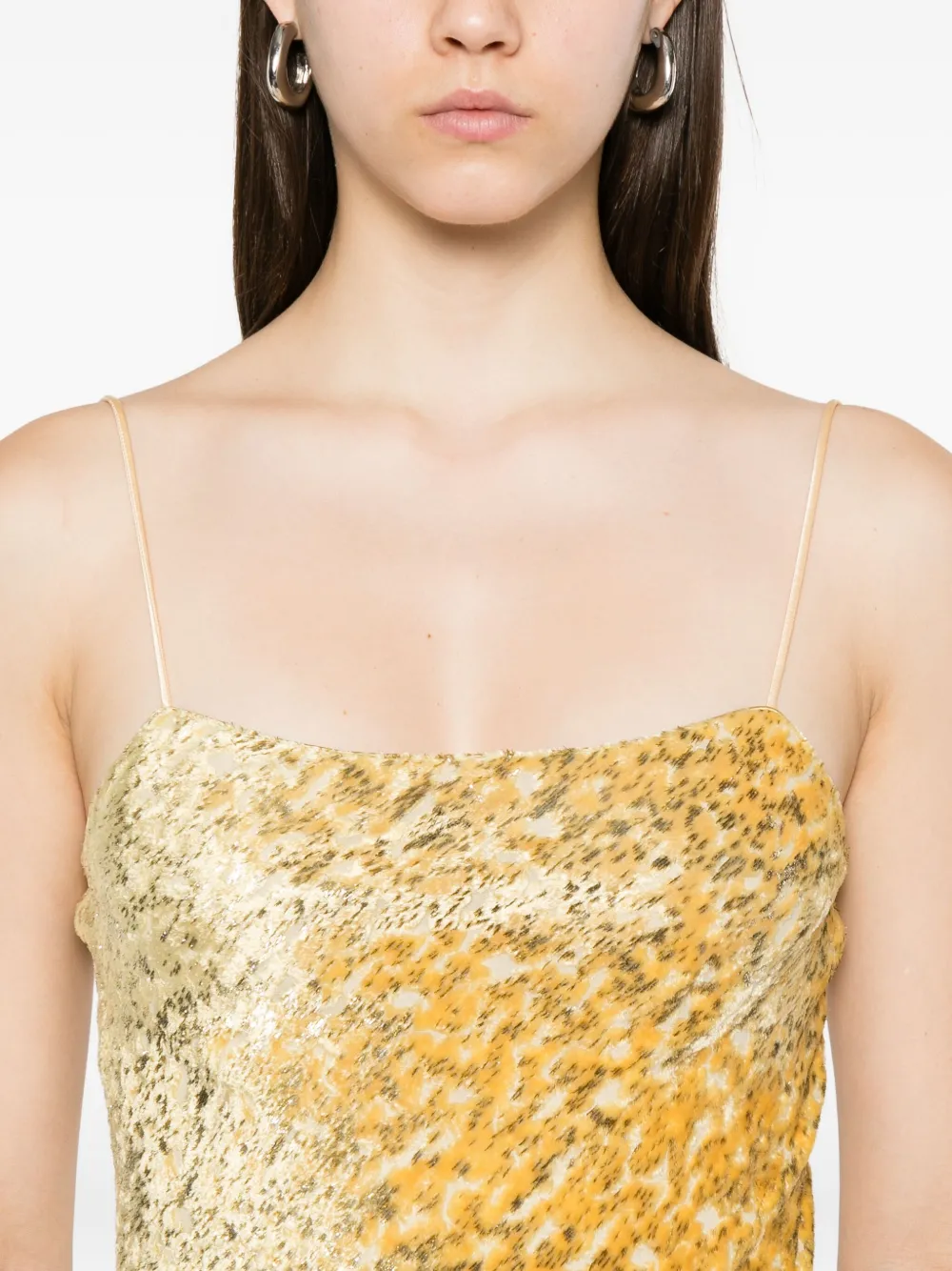 Forte Forte Spaghetti-strap Patterned Dress In Yellow
