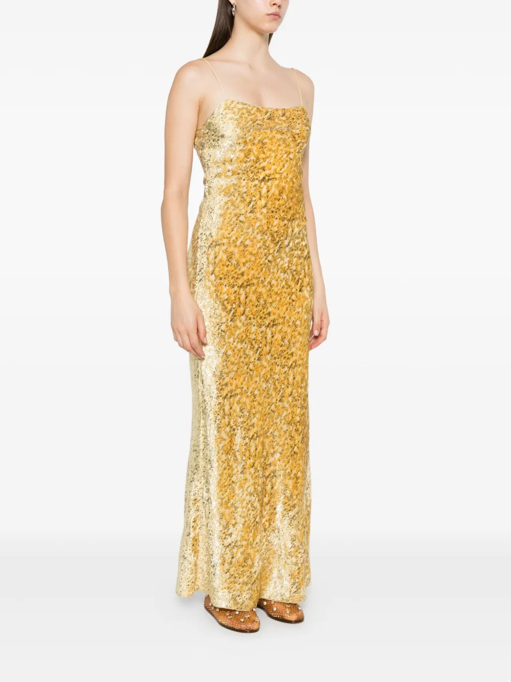 Forte Forte Spaghetti-strap Patterned Dress In Yellow