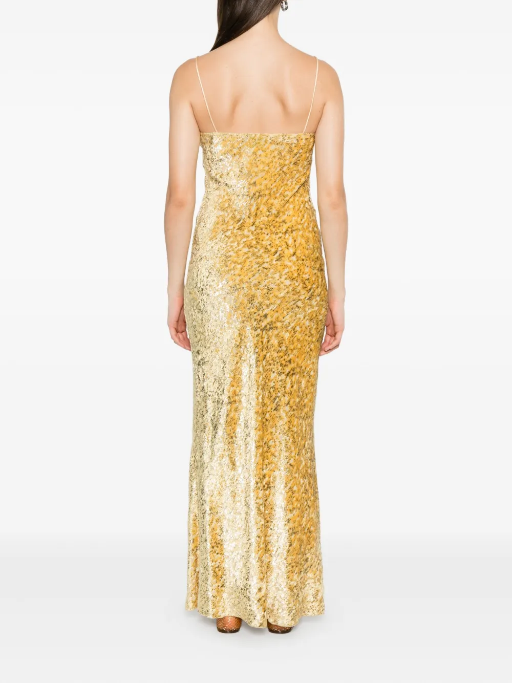 Forte Forte Spaghetti-strap Patterned Dress In Yellow