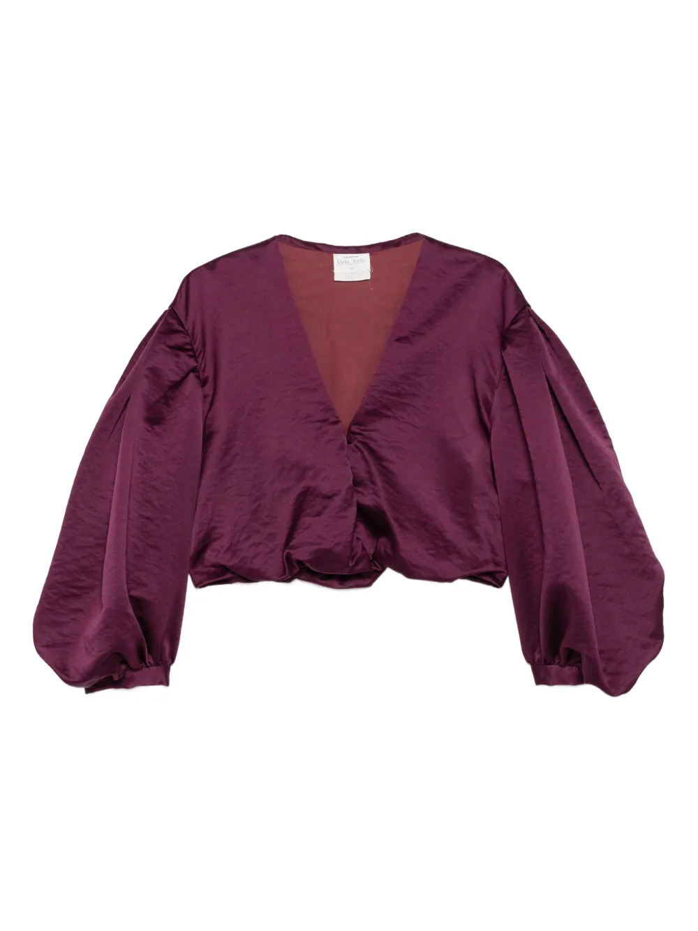 Forte Forte Balloon-sleeve V-neck Top In Burgundy