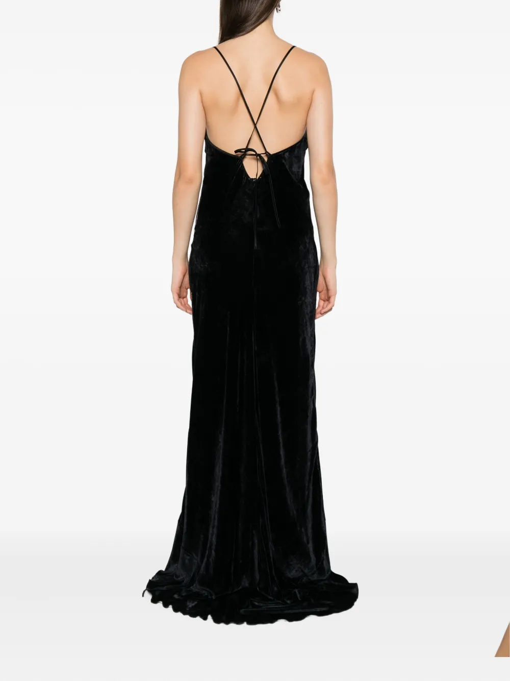 Forte Fluwelen jurk met borduurwerk Blauw