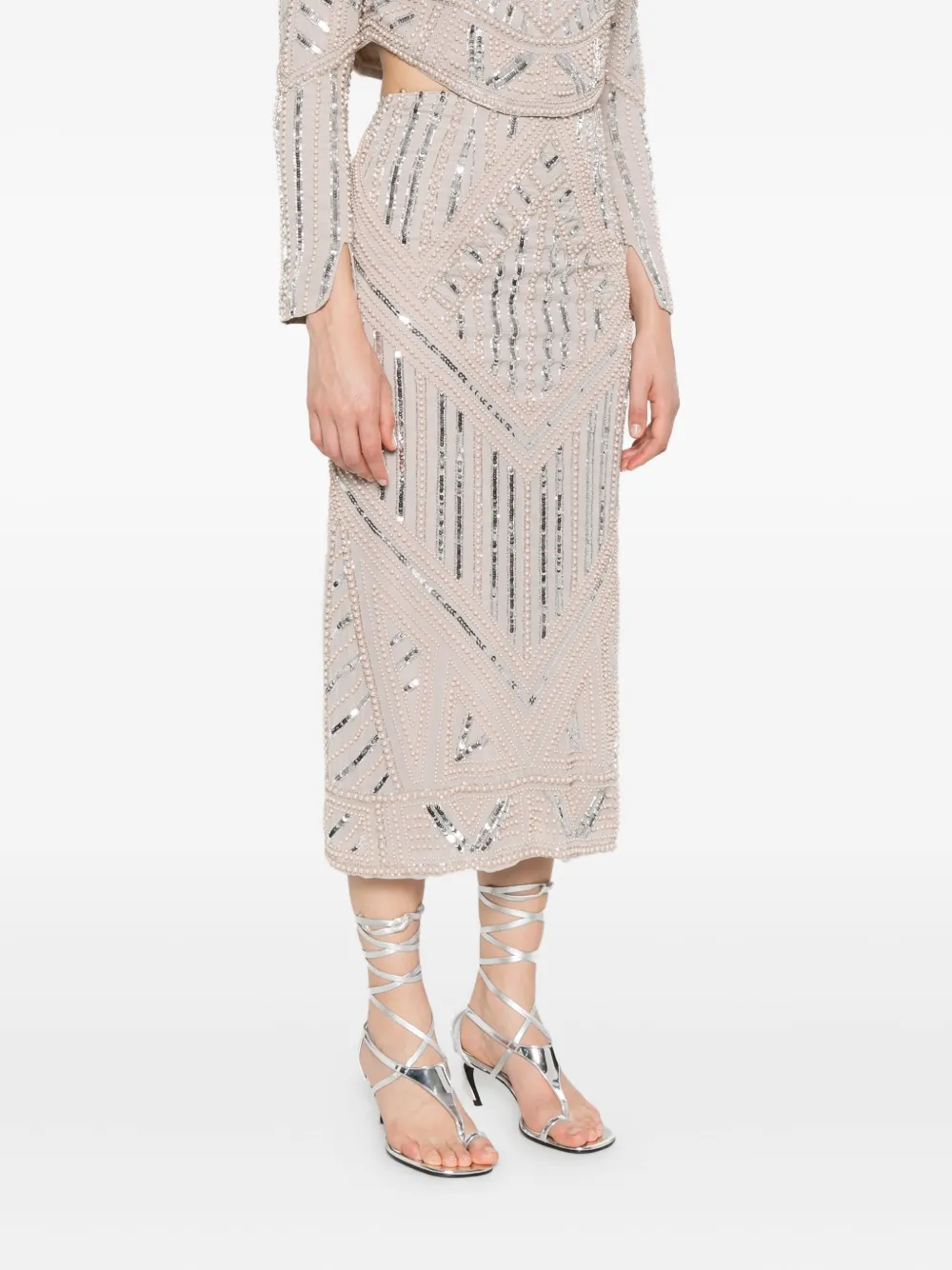 Forte Forte Sequin-embellished Geometric Skirt In Pink