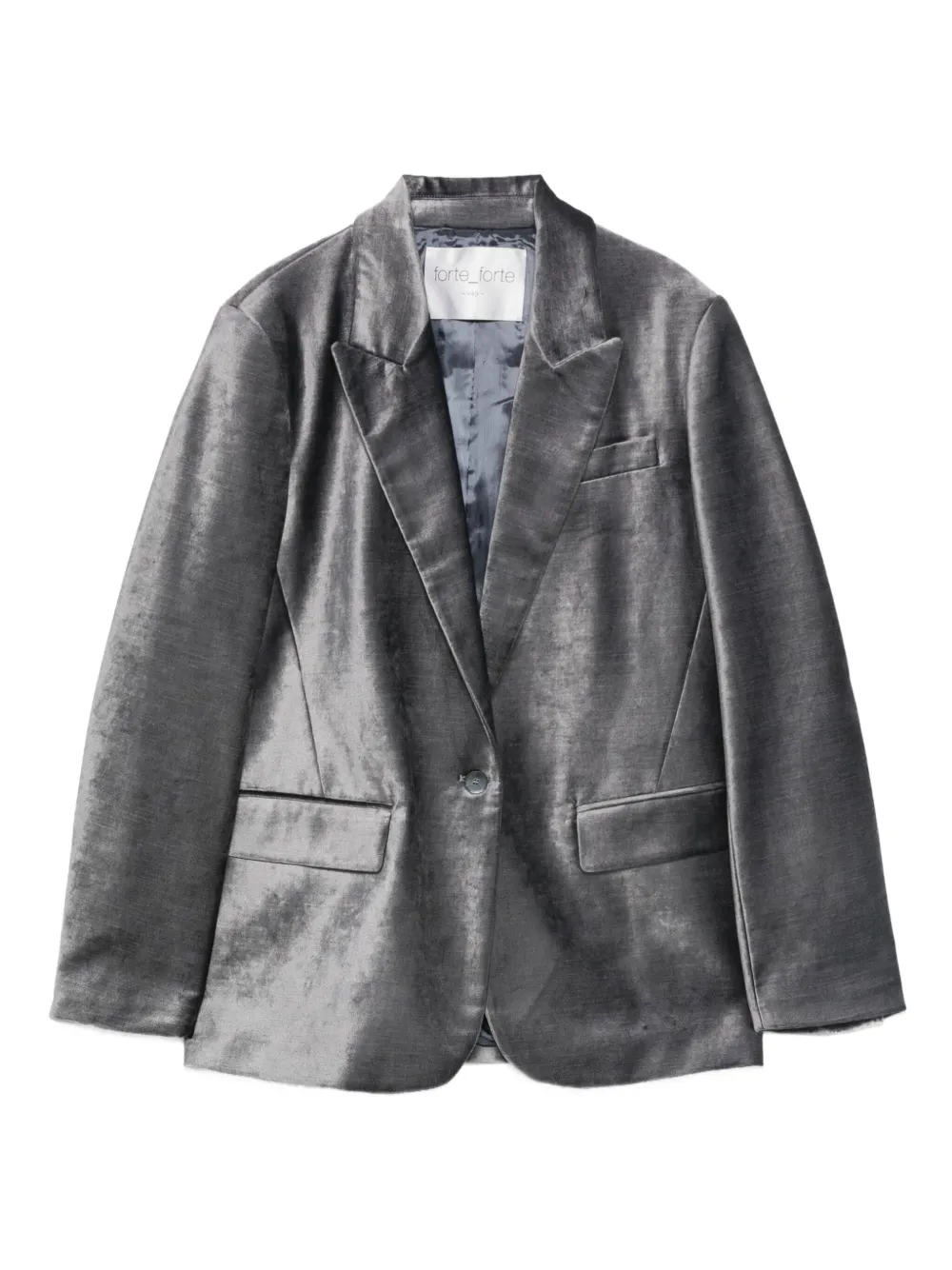 Forte Forte velvet single-breasted blazer | Grey | Image 1