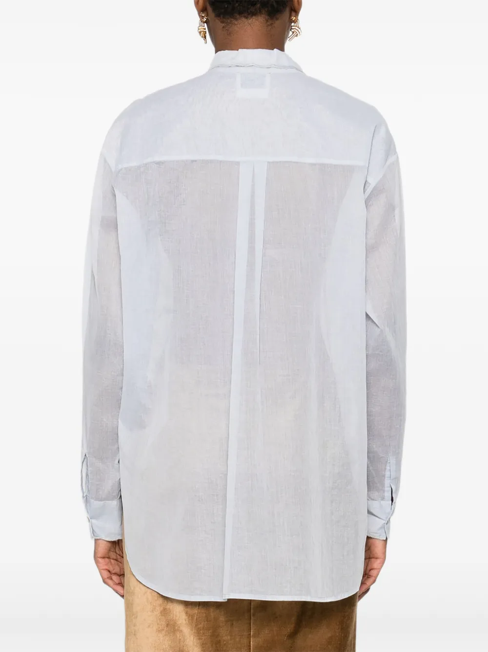 Forte Forte Relaxed Fit Cotton Shirt With Tie Detail In Blue