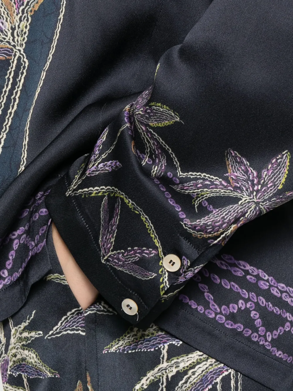 Forte Blouse met geborduurde bloemen Blauw