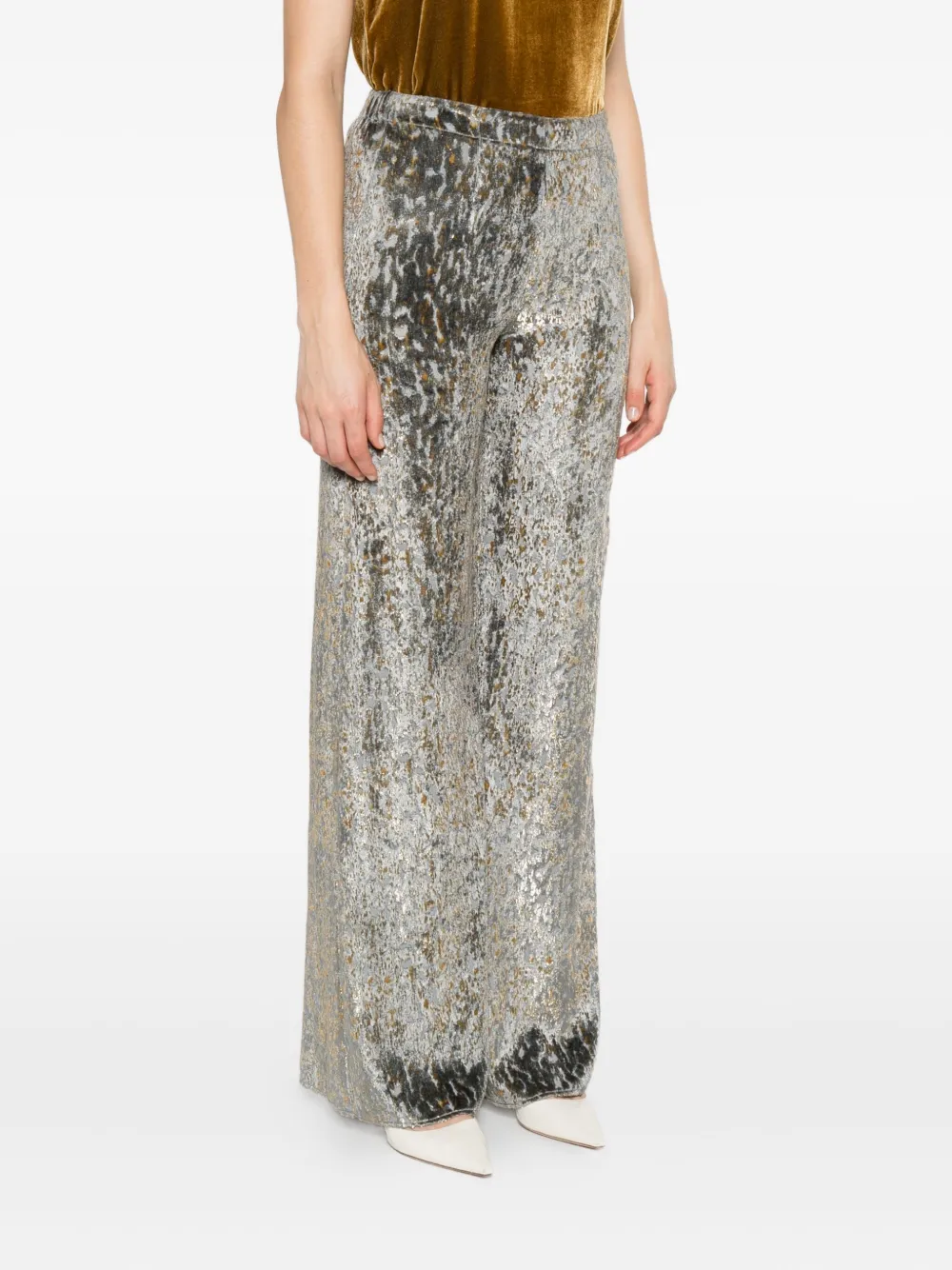 Forte Forte Animal-patterned Wide-leg Trousers In Gray