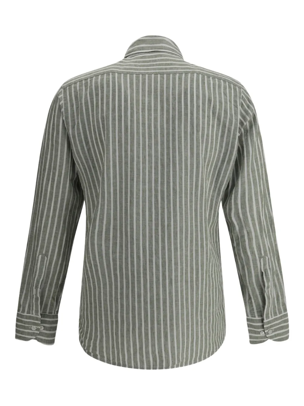 BROOKSFIELD striped cotton-linen blend shirt - Groen