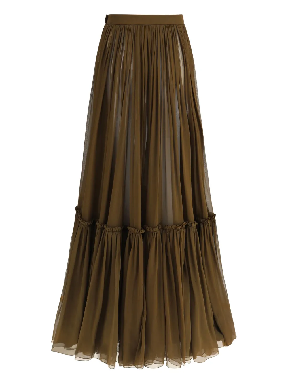 Saint Laurent tiered silk long skirt - Bruin