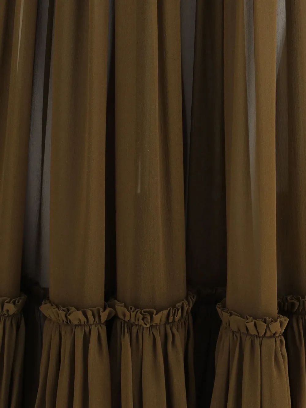 Saint Laurent Gelaagde zijden maxi-rok Bruin