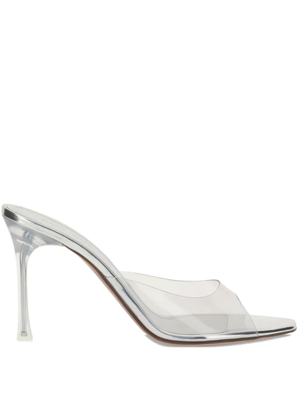 Amina Muaddi 95 mm Alexa doorzichtige pumps met open neus Beige