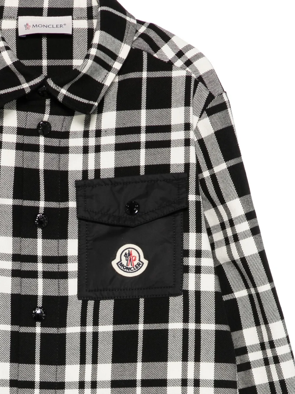 Moncler Enfant Geruit shirt met opgestikte zak Zwart