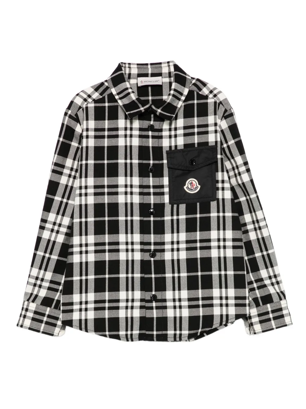 Moncler Enfant Geruit shirt met opgestikte zak Zwart