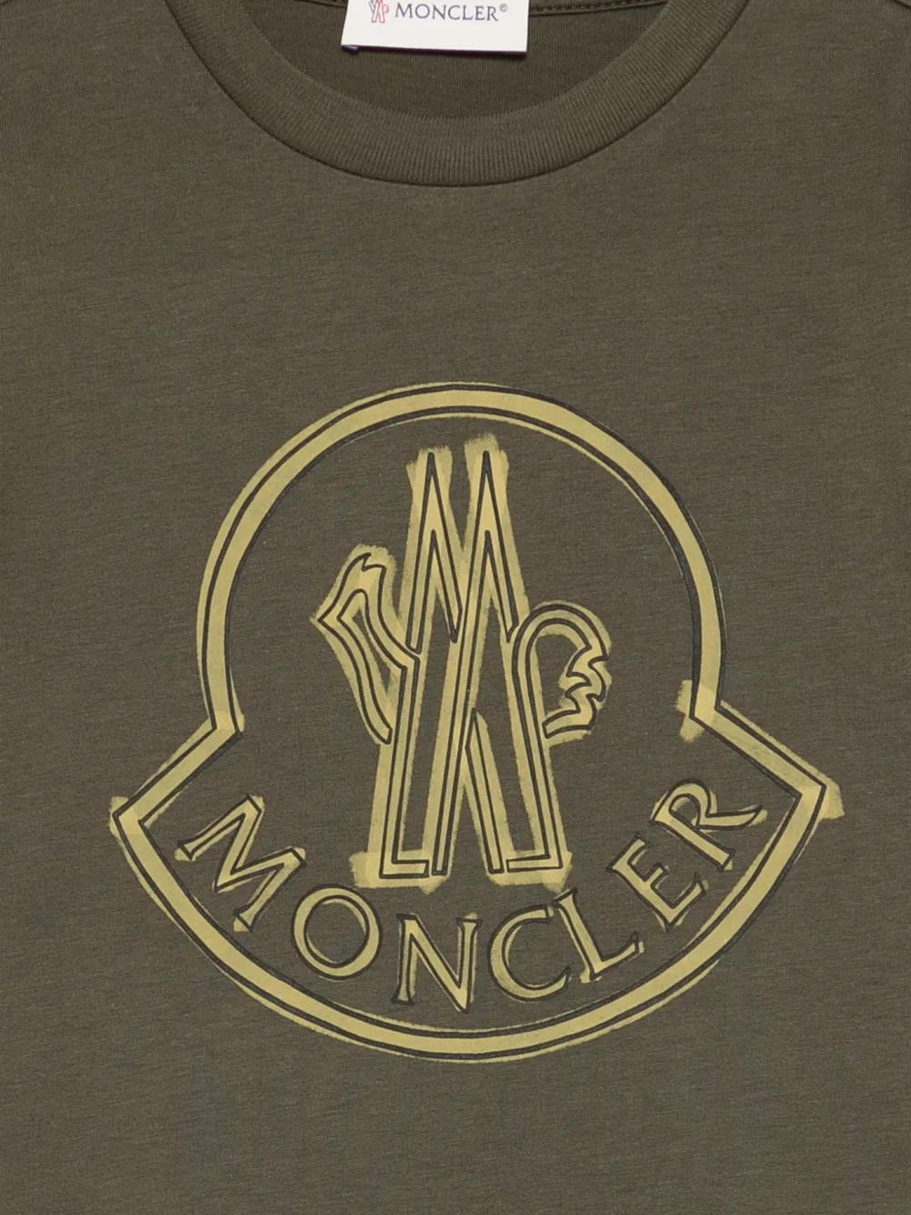 Moncler Enfant T-shirt met logoprint Groen