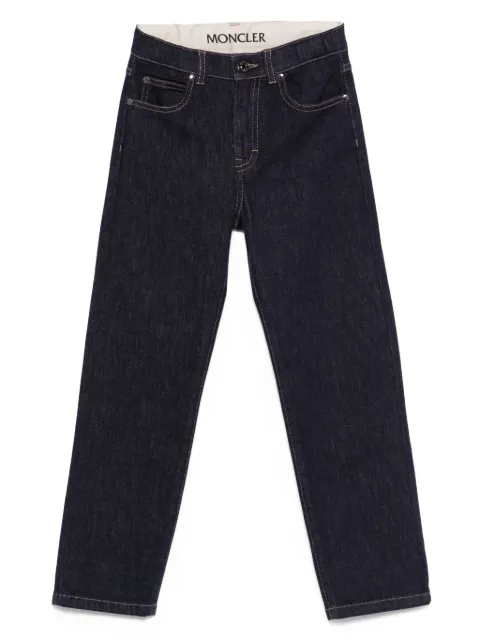 Moncler Enfant Calça jeans com patch de logo