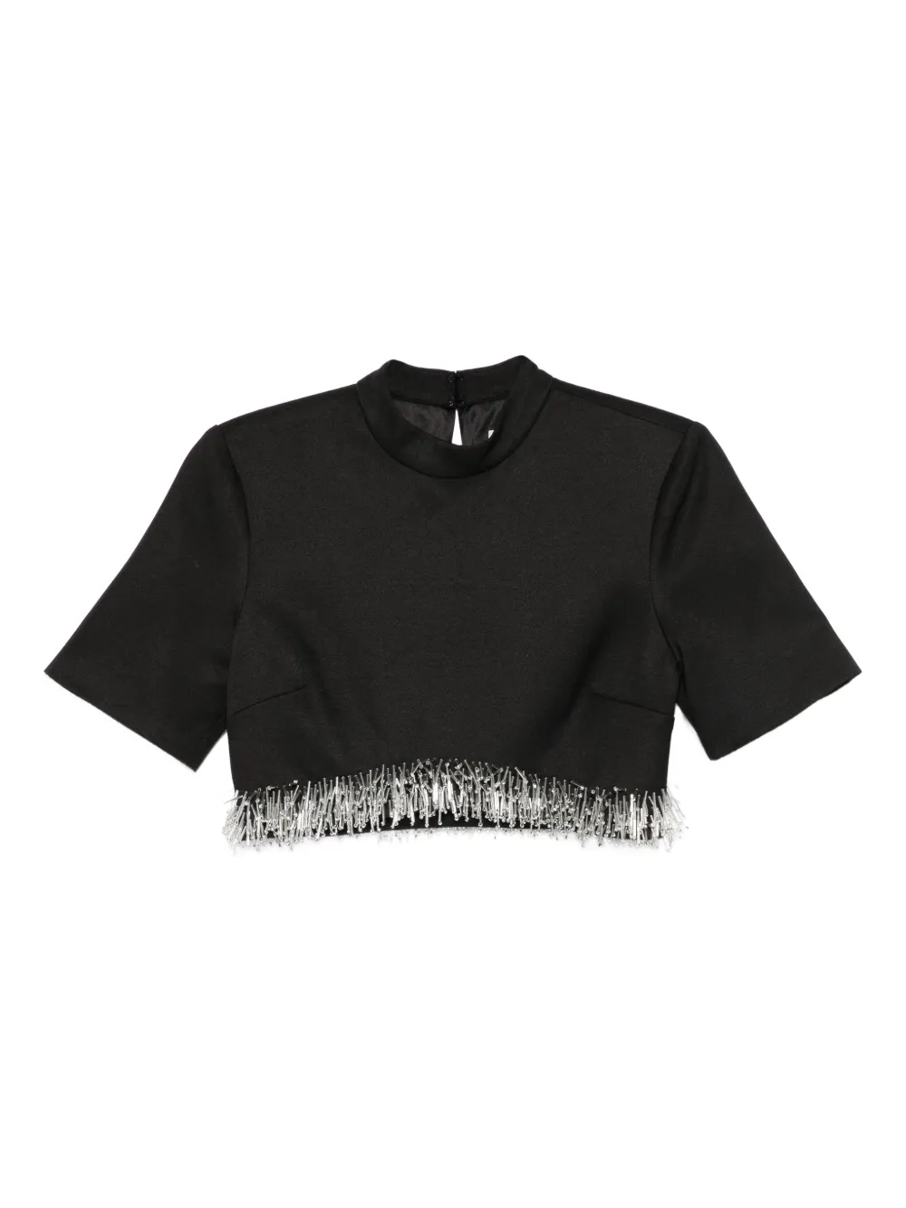 Simkhai fringe-trimmed short-sleeve top | Black | Image 1