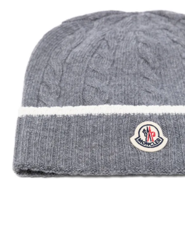 Moncler Enfant cable-knit Beanie Grey FARFETCH IN