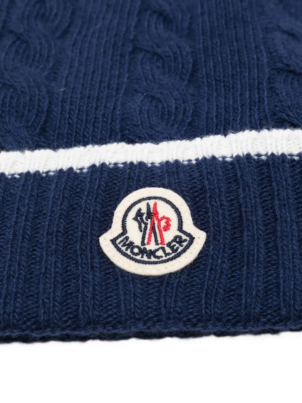 Moncler Enfant cable-knit wool beanie - Blauw