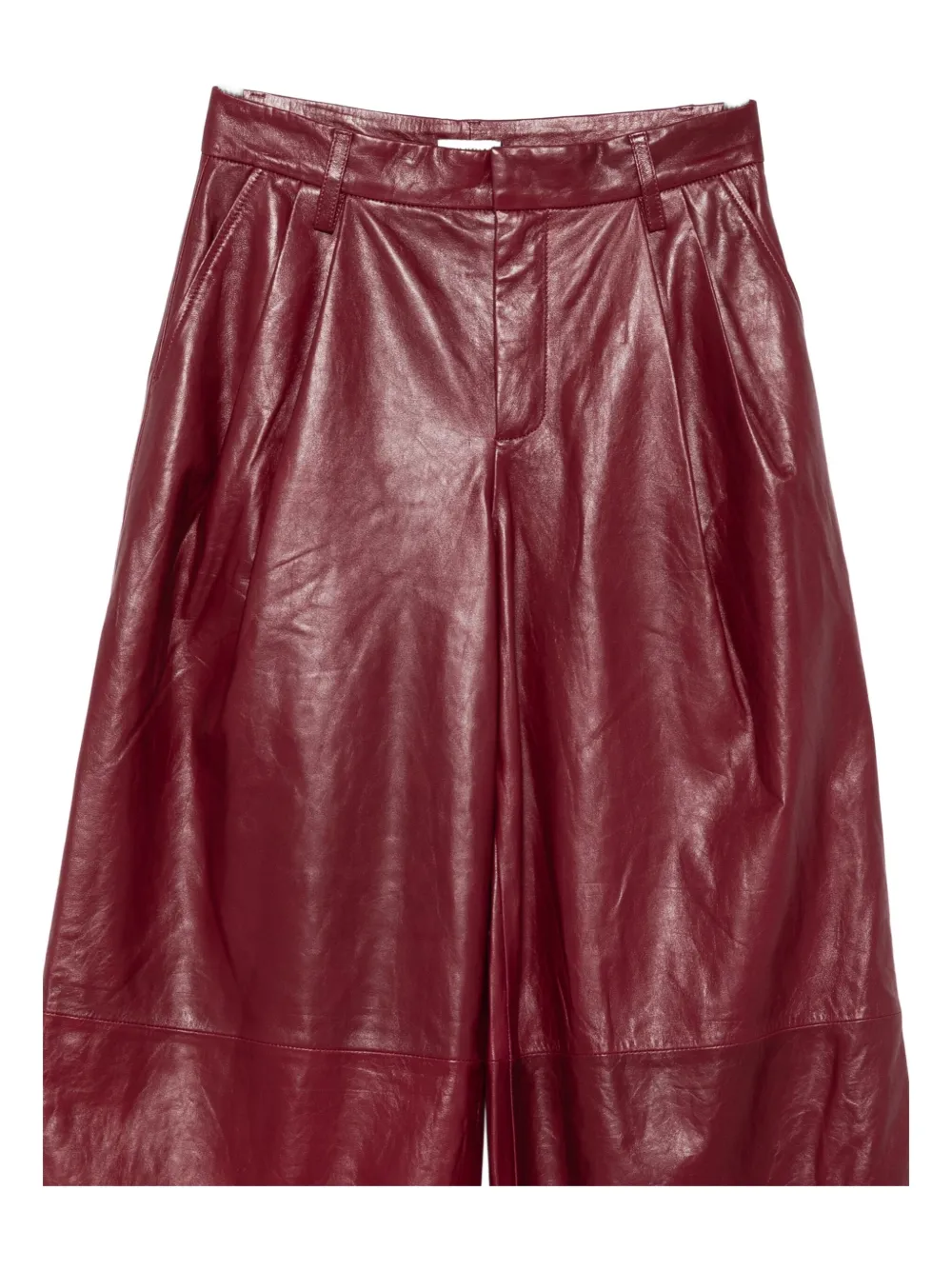 Simkhai Women's Wide Leg Kobie Wide Leg Leather Pant In Cranberry In Burgundy