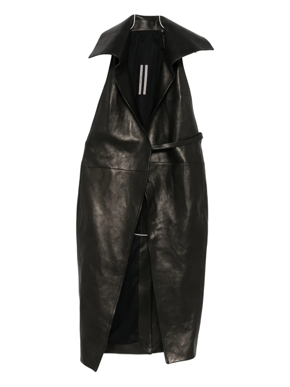 Rick Owens Dracucollar Leather Coat In Black