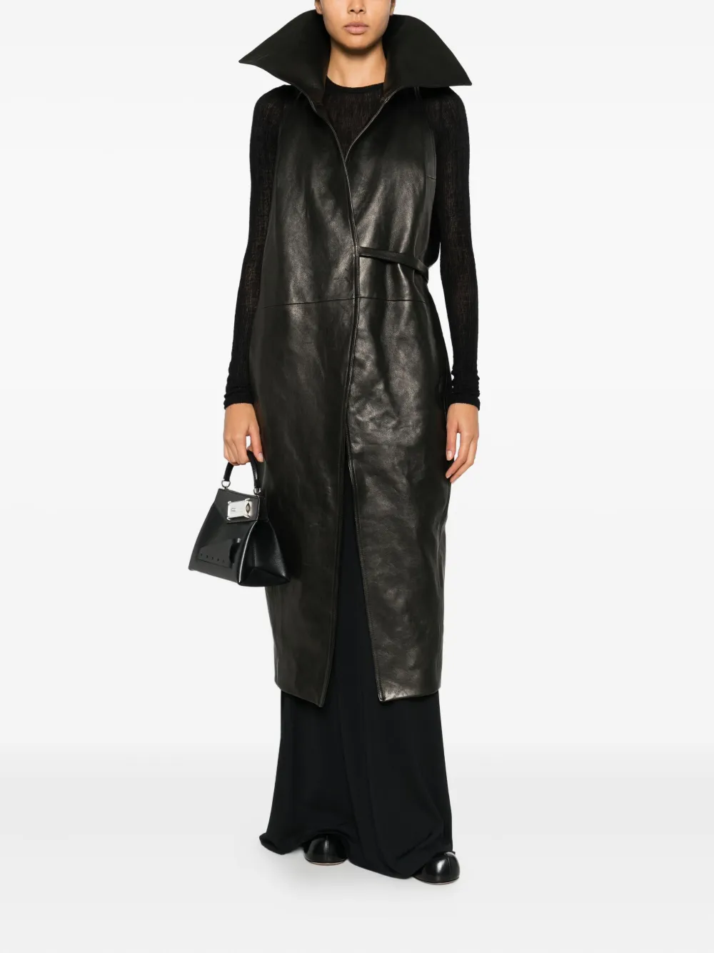 Rick Owens abrigo de piel con cuello drapeado | Abrigos de piel | Image 2