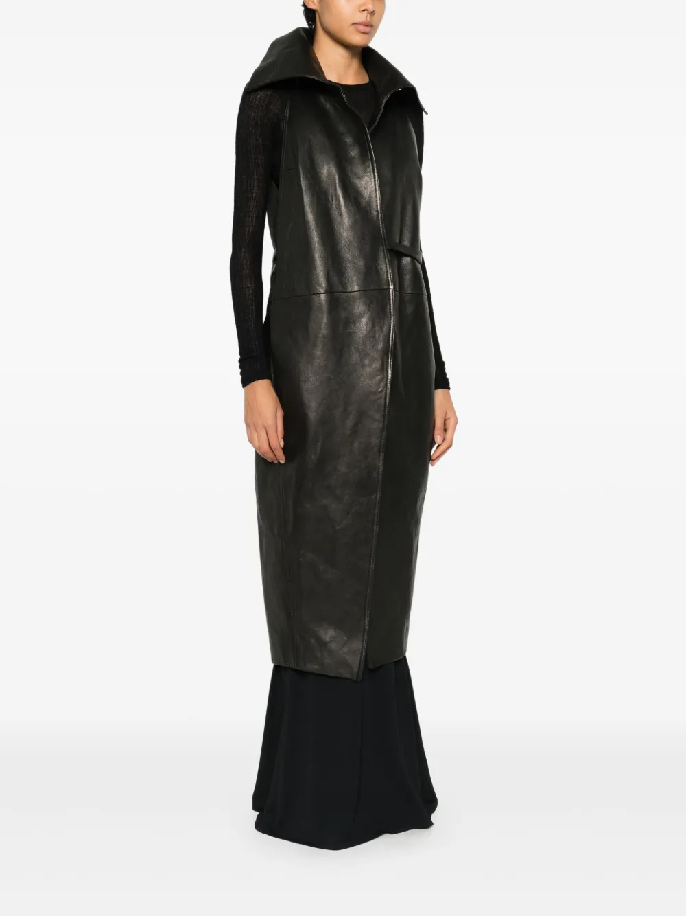 Rick Owens Leren jas met kraag Zwart