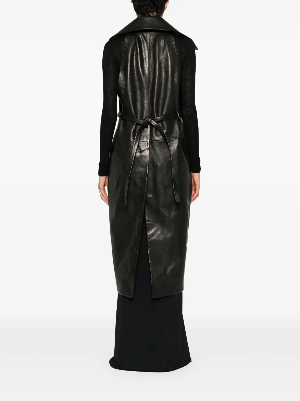 Rick Owens Leren jas met kraag Zwart