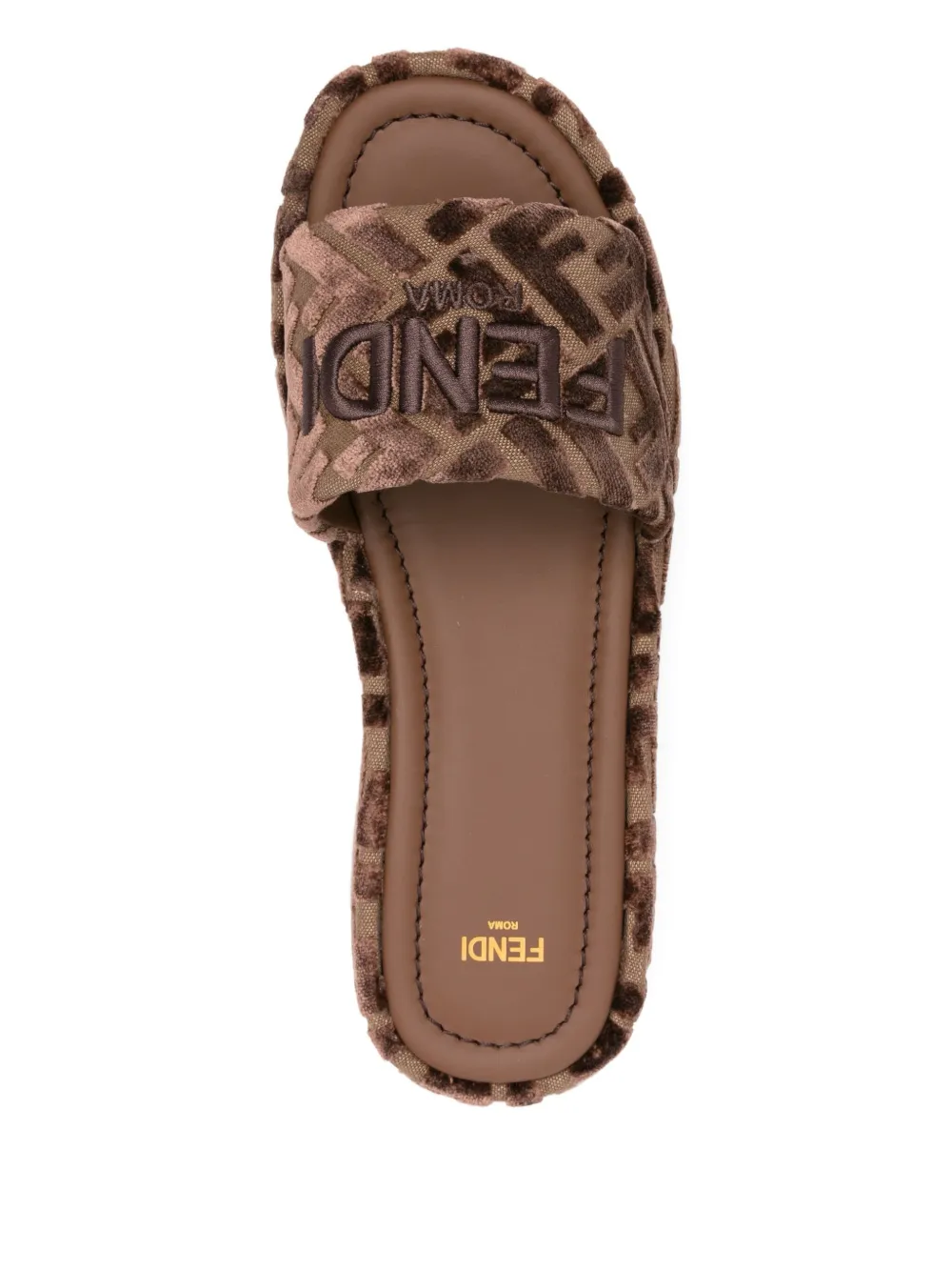 FENDI FF logo platform slides Neutrals