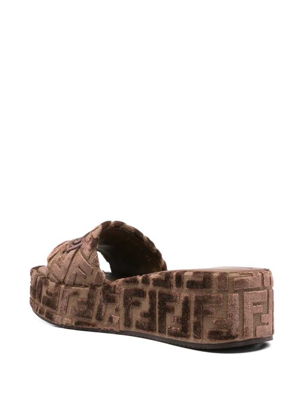 FENDI FF logo platform slides Neutrals