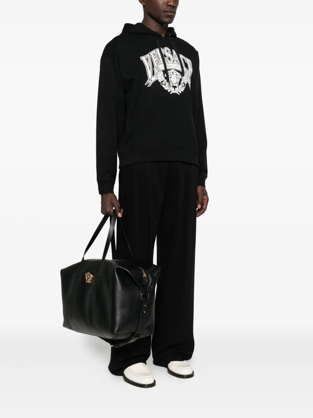 Versace La Medusa leren duffeltas Zwart