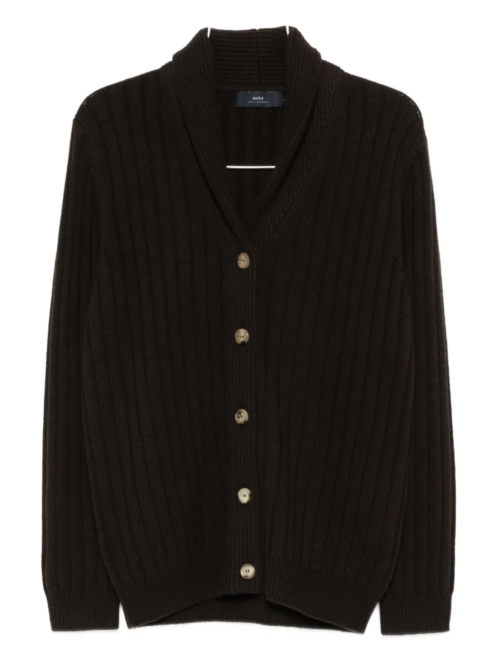 arch4 Mr Denver ribbed shawl-collar cardigan | Brown | Image 1