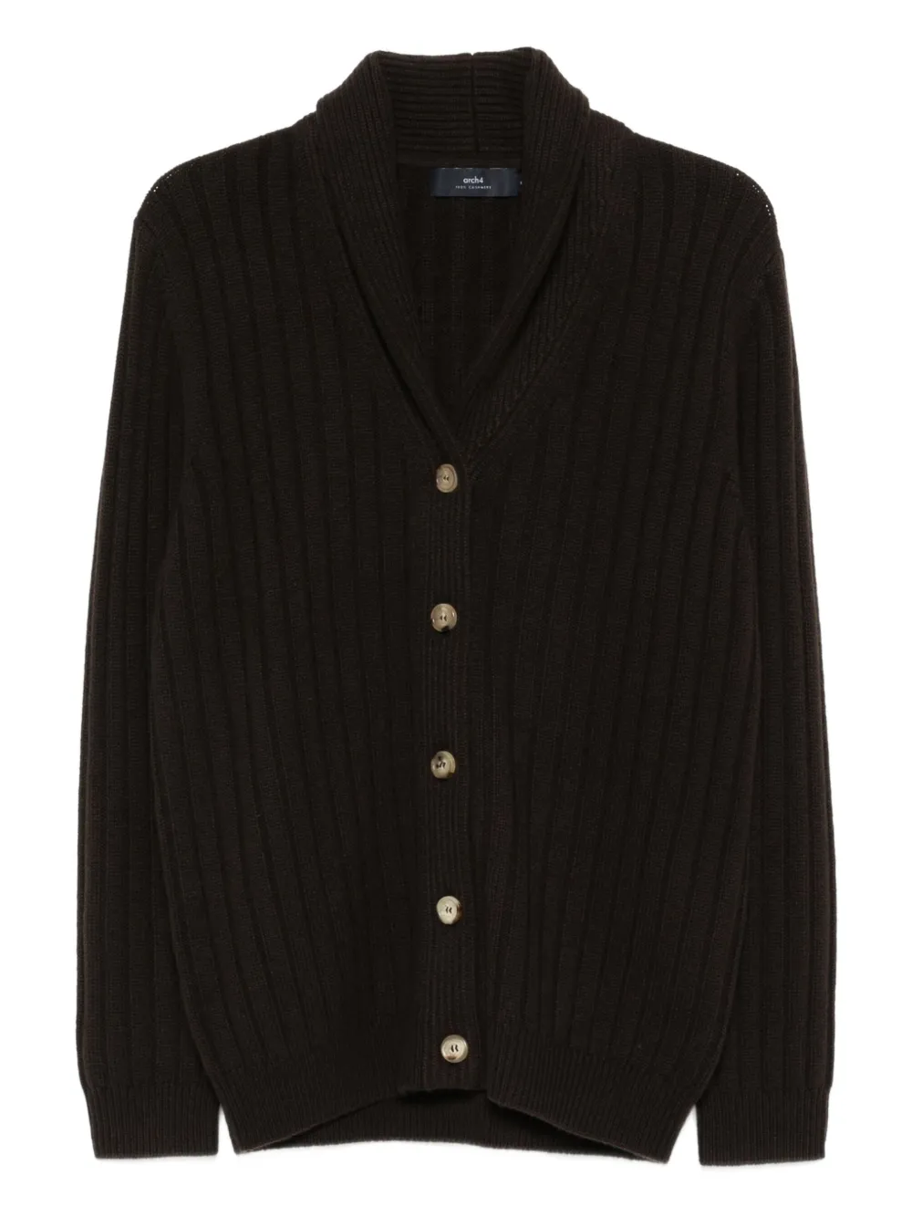 arch4 Mr Denver ribbed shawl-collar cardigan | Brown | Image 1