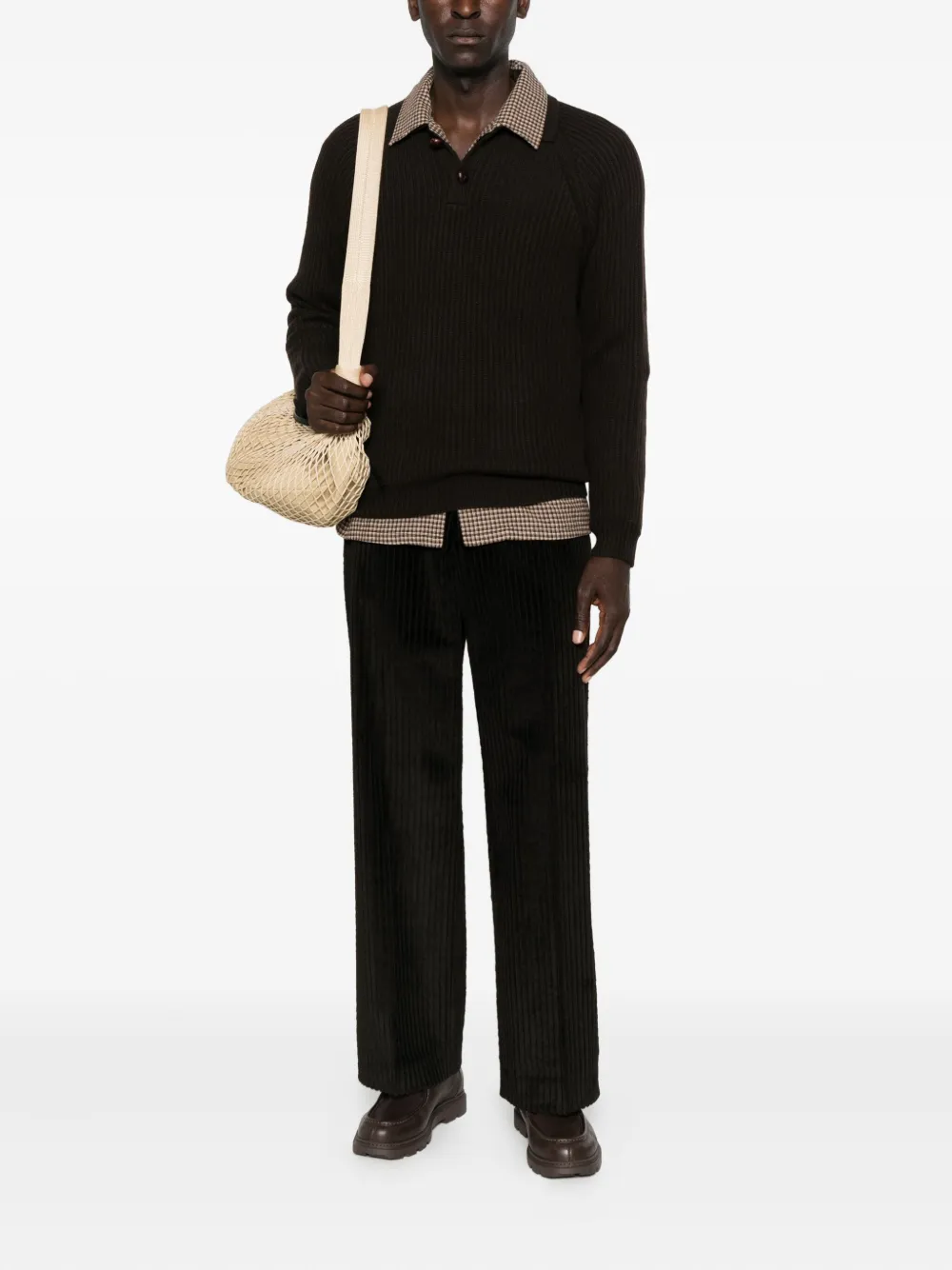 Arch4 Mr. Darius ribgebreid poloshirt - Bruin