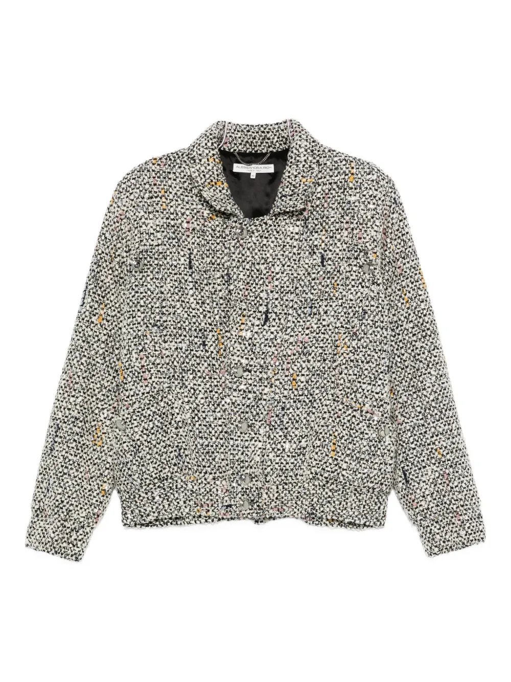 Alessandra Rich Tweed Speckled Bomber Jacket In Gray