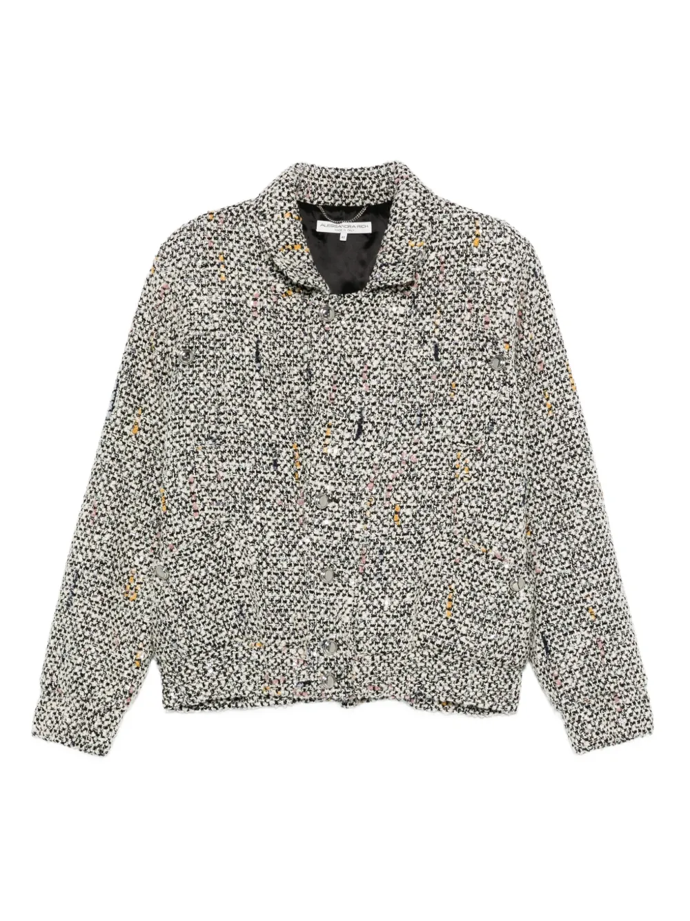 Alessandra Rich tweed speckled bomber jacket Wit