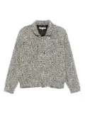 Alessandra Rich tweed speckled bomber jacket - White