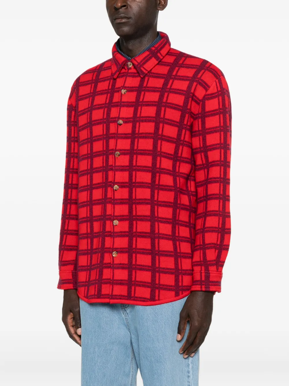  Arch4 Mr. Young Checked Cashmere Shirt - Red 