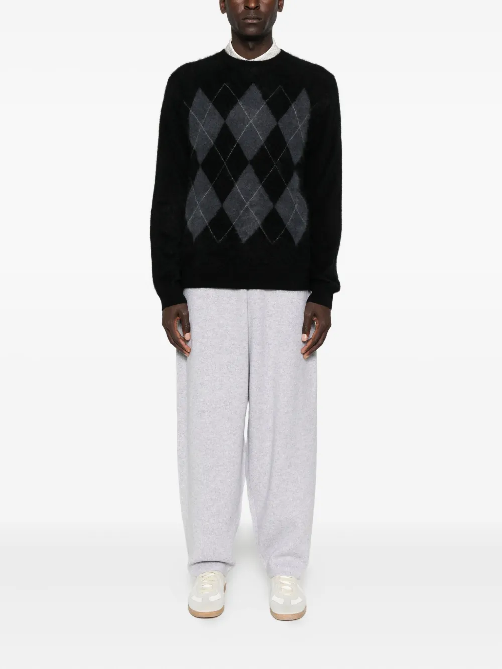 Arch4 argyle brushed cashmere sweater - Zwart