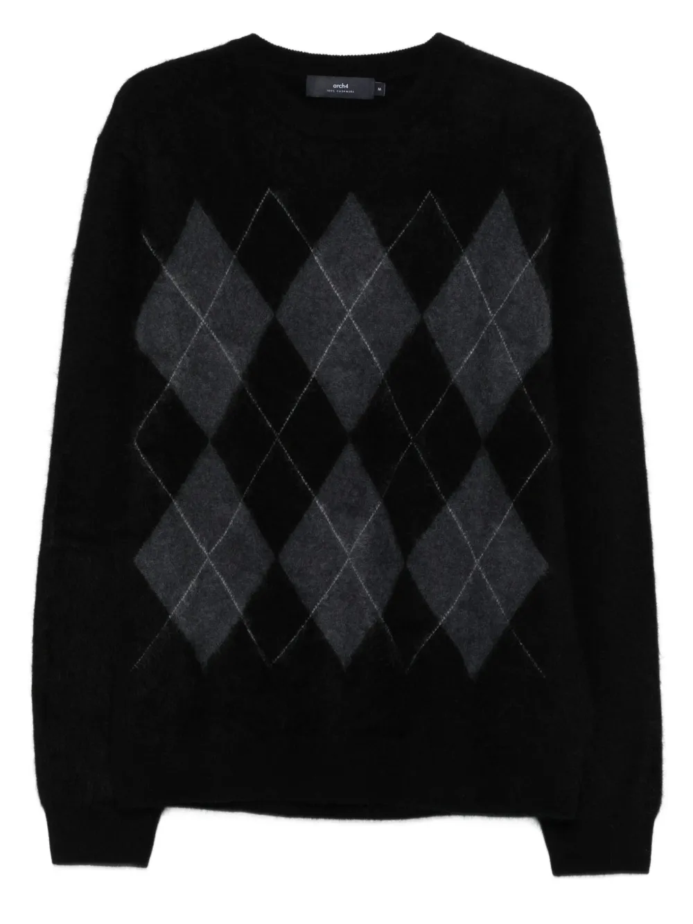 arch4 argyle brushed cashmere sweater | Black | Image 1