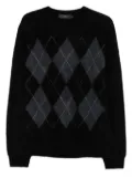 arch4 argyle brushed cashmere sweater - Black
