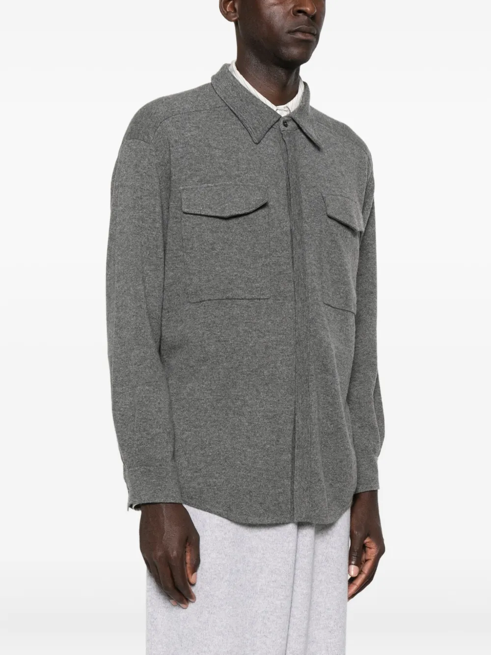 Arch4 Double-pocket Cashmere Shirt Jacket - Grey 