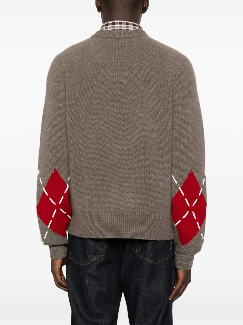 Arch4 Sloane Argyle V-neck Sweater In Brown