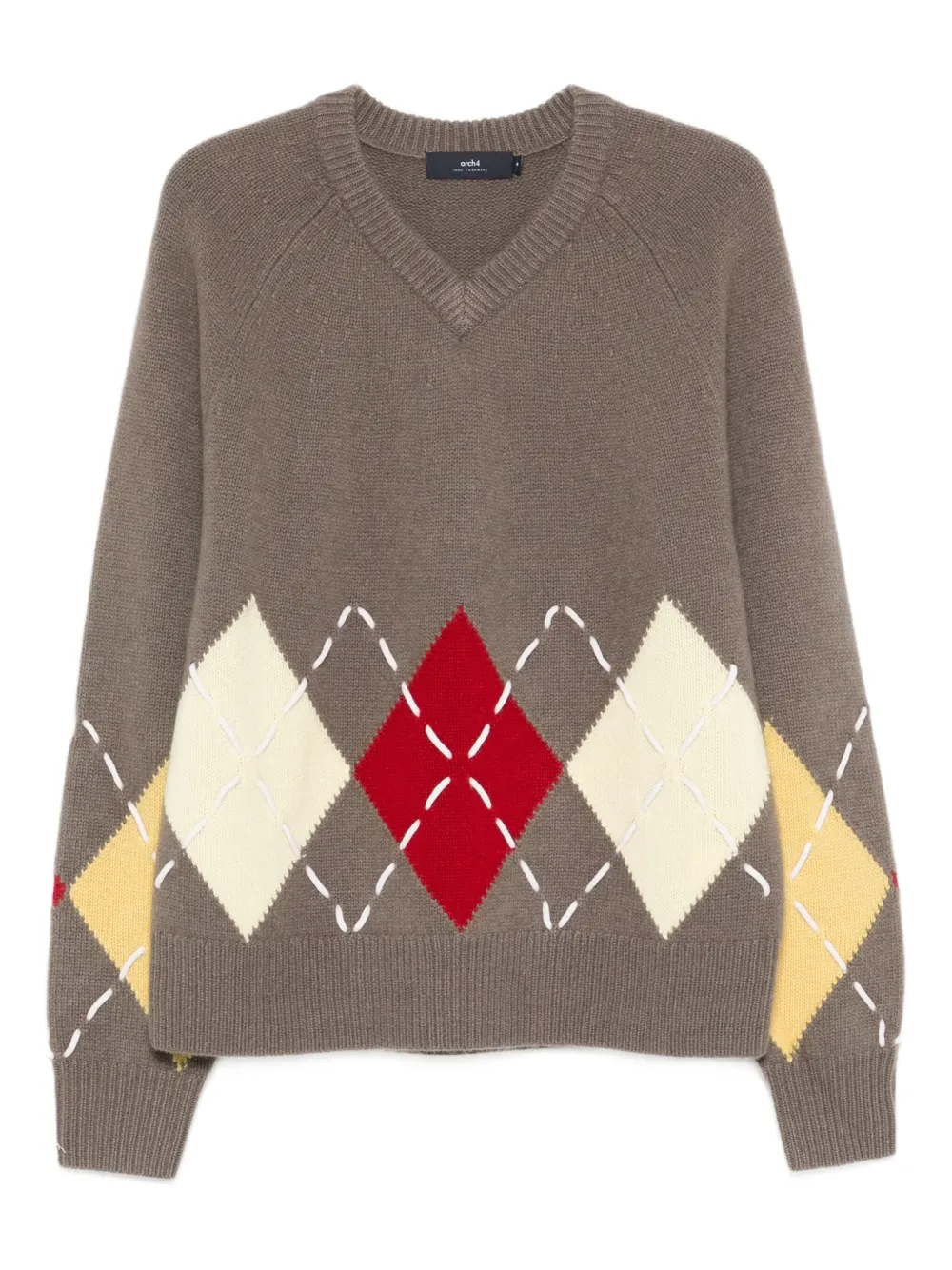 arch4 Sloane argyle V-neck sweater | Brown | Image 1