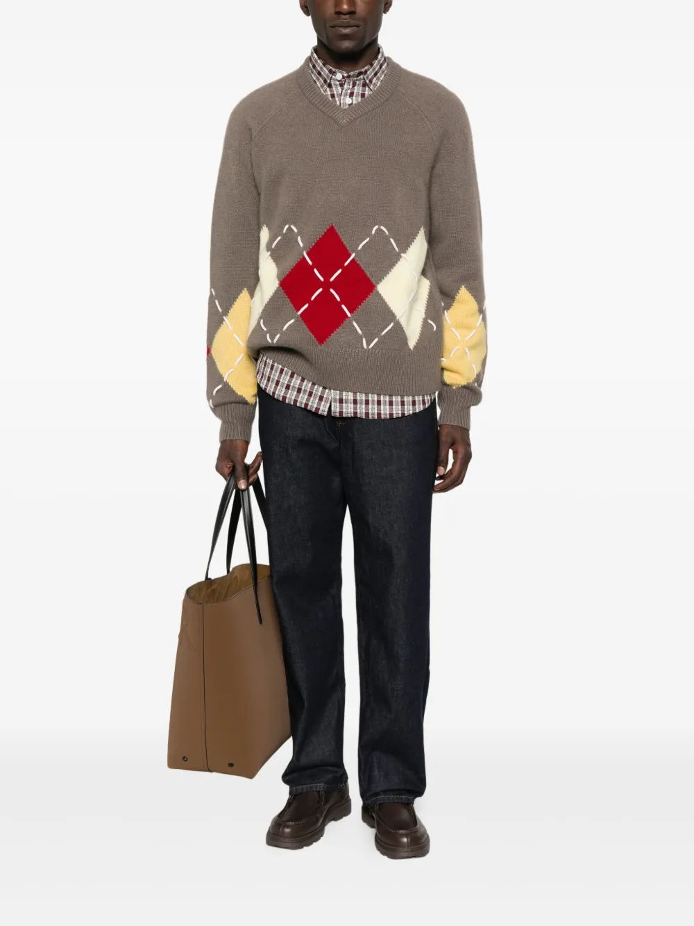 arch4 Sloane argyle V-neck sweater | Knitted Sweaters | Image 2