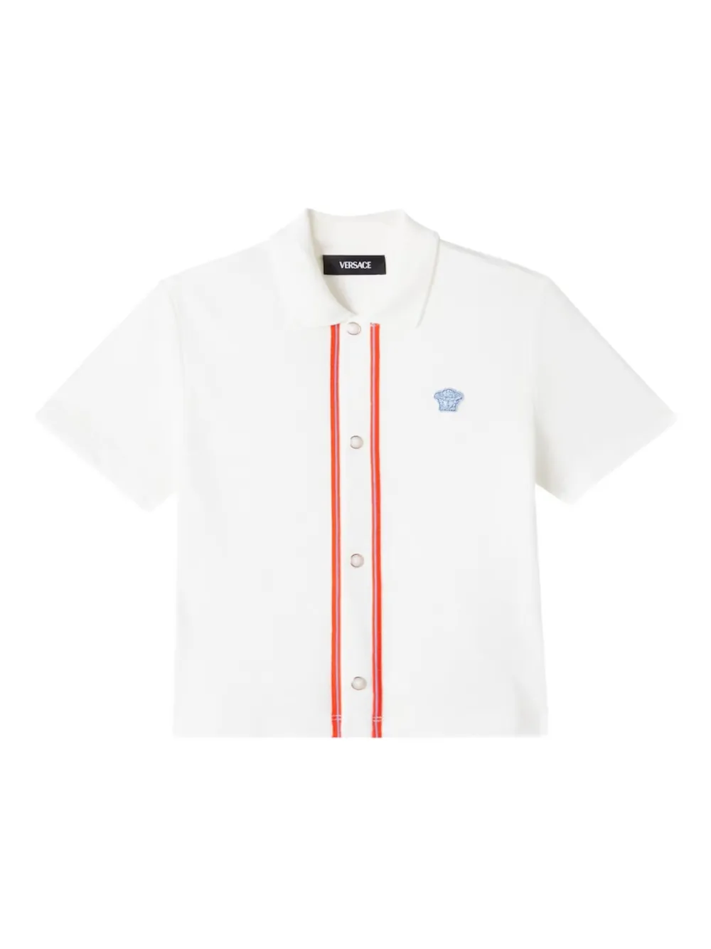 Versace Kids embroidered stripe shirt - Bianco