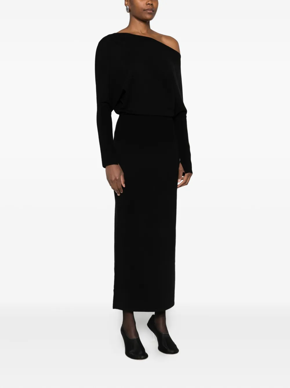Simkhai Janese Off-shoulder Wool Midi Dress In Black