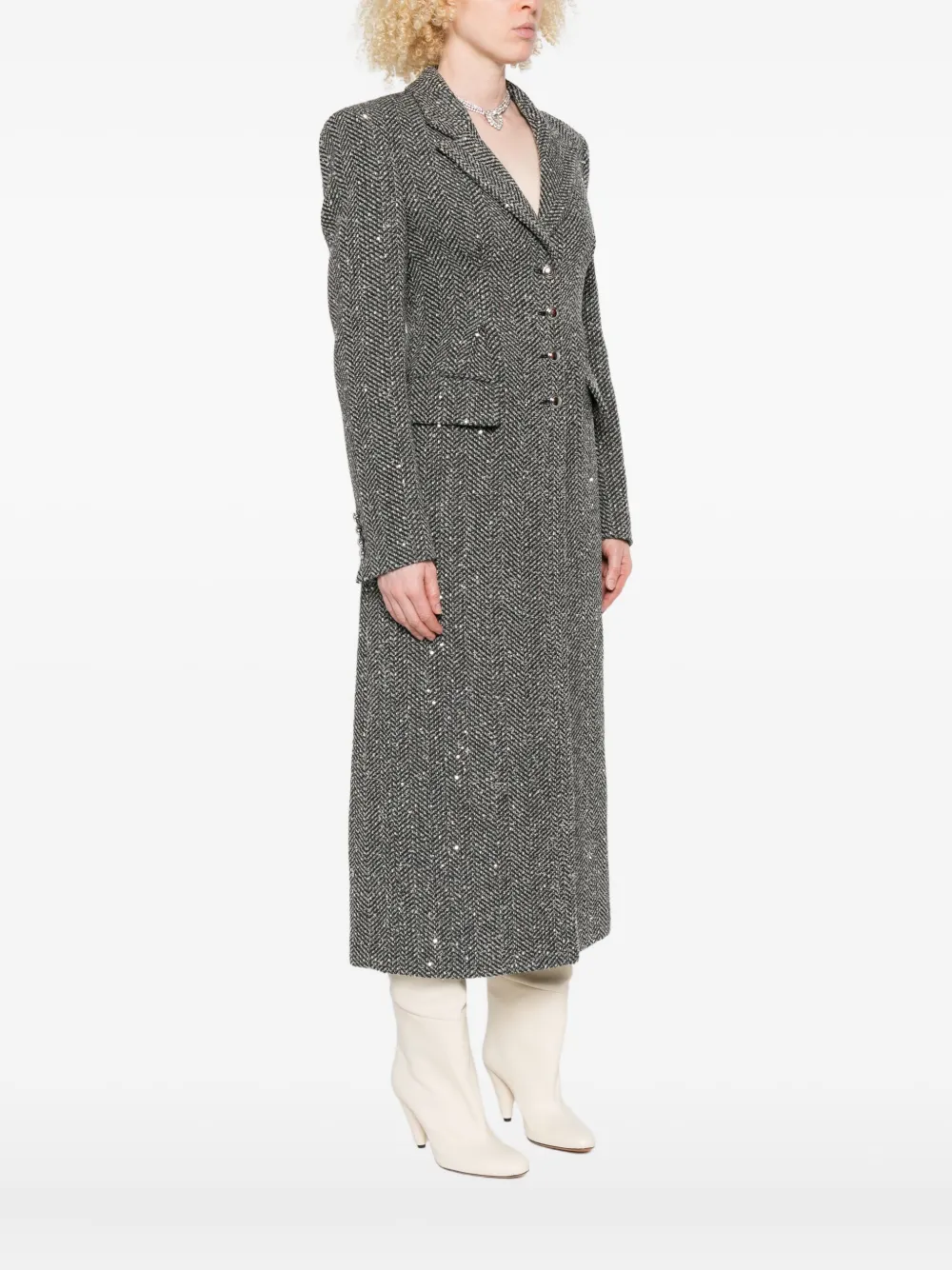 Alessandra Rich sequin tweed coat Grijs