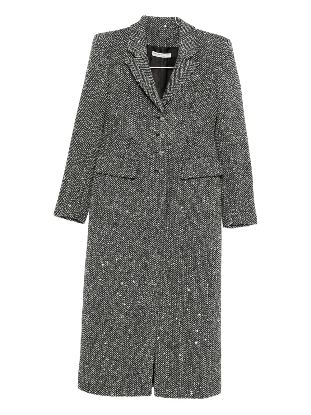 Alessandra Rich Tweed Sequinned Coat In Gray