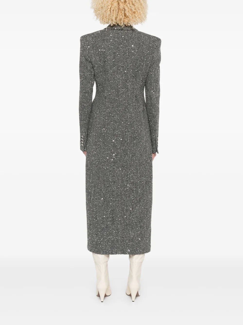 Alessandra Rich sequin tweed coat Grijs