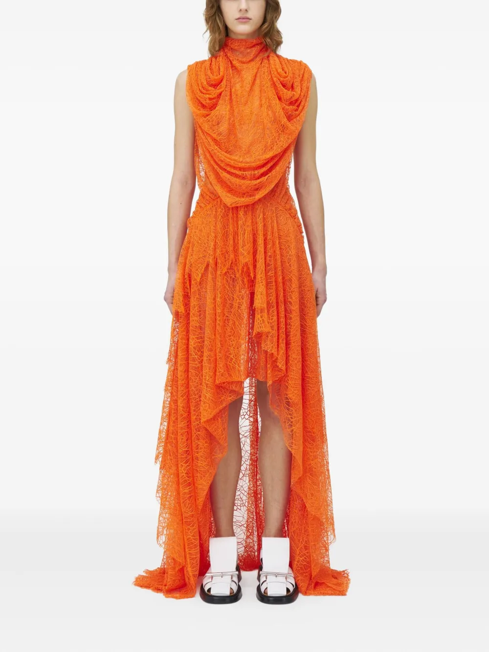 Alexander McQueen Gedrapeerde jurk met kant - Oranje